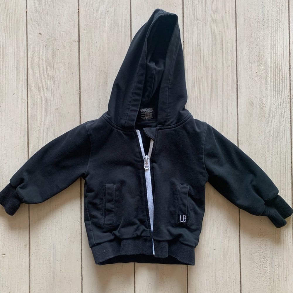 Little Bibsy black zip up hoodie